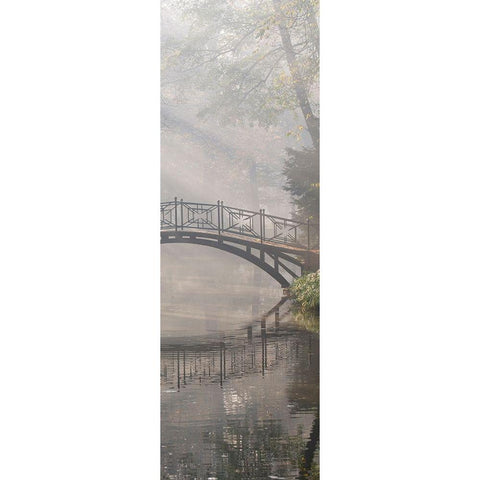 Bridge in the Mist II Black Modern Wood Framed Art Print with Double Matting by Anonymous