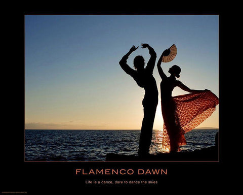 Flamenco Dawn Black Ornate Wood Framed Art Print with Double Matting by Anonymous