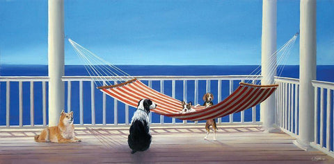 Porch Hammock Tails White Modern Wood Framed Art Print with Double Matting by Saxe, Carol