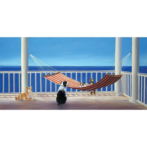 Porch Hammock Tails Black Modern Wood Framed Art Print with Double Matting by Saxe, Carol