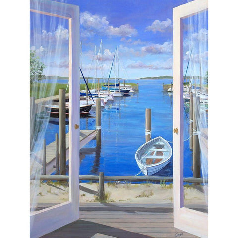 Port Deck Black Modern Wood Framed Art Print with Double Matting by Saxe, Carol