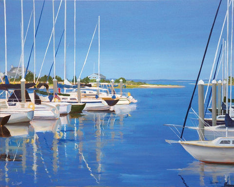 Marina Mill Creek White Modern Wood Framed Art Print with Double Matting by Saxe, Carol