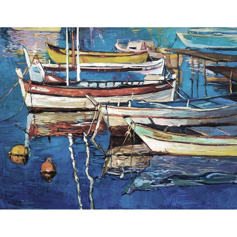 Boat Impressions White Modern Wood Framed Art Print by Dimitrov, B