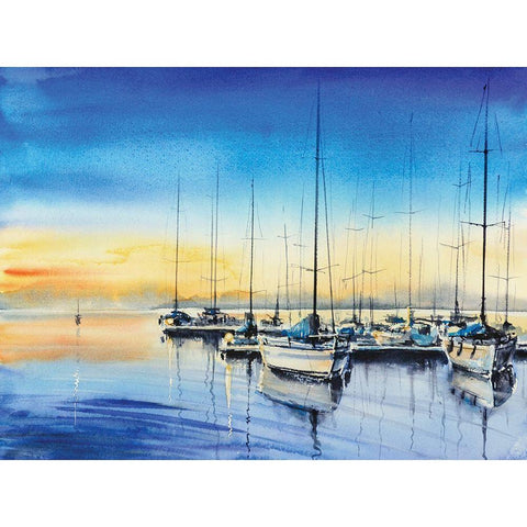 Bay Harbor White Modern Wood Framed Art Print by Mazur, Ewa