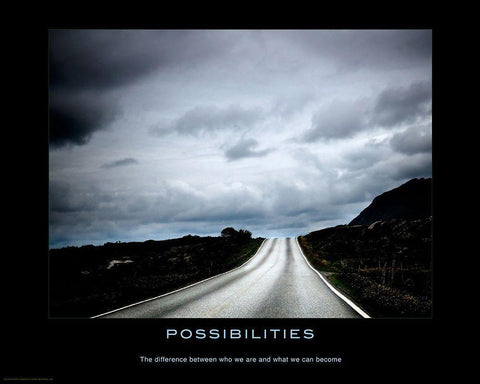 Possibilities White Modern Wood Framed Art Print with Double Matting by Anonymous