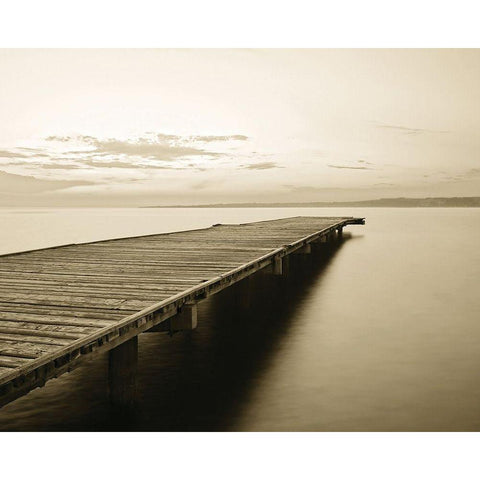 Old Wooden Pier Black Modern Wood Framed Art Print with Double Matting by Anonymous