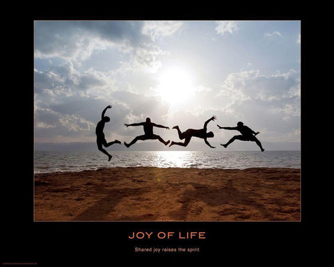 Joy of Life White Modern Wood Framed Art Print with Double Matting by Anonymous