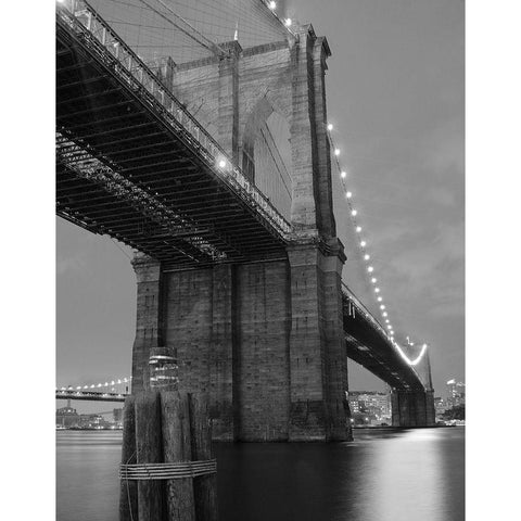 Brooklyn Bridge Shadow White Modern Wood Framed Art Print by Pavone