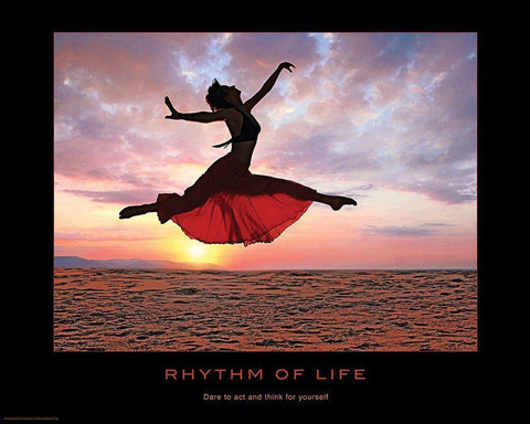 Rhythm of Life Black Ornate Wood Framed Art Print with Double Matting by Anonymous