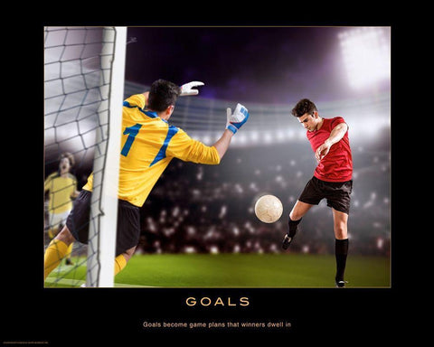 Goals White Modern Wood Framed Art Print with Double Matting by Anonymous