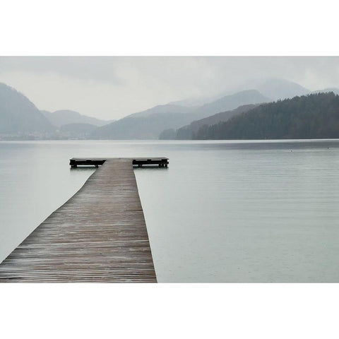 Solitude at the Pier White Modern Wood Framed Art Print by Anonymous