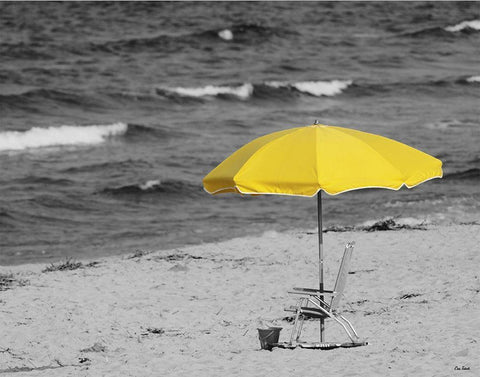 Sunny Umbrella White Modern Wood Framed Art Print with Double Matting by Turek, Eve