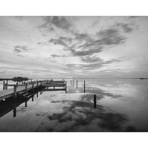 Dock Sunset Black Modern Wood Framed Art Print with Double Matting by Turek, Eve