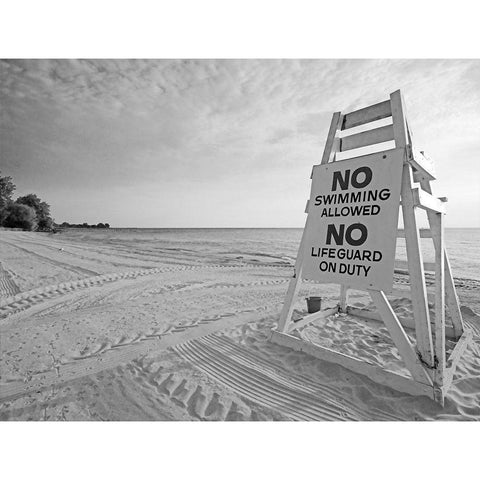 No Swimming Black Modern Wood Framed Art Print with Double Matting by Anonymous