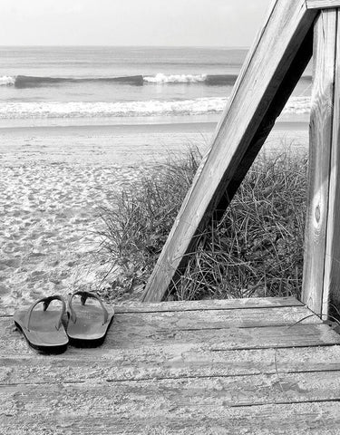 Sandals by the Sea Black Ornate Wood Framed Art Print with Double Matting by Anonymous