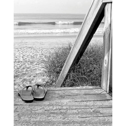 Sandals by the Sea White Modern Wood Framed Art Print by Anonymous