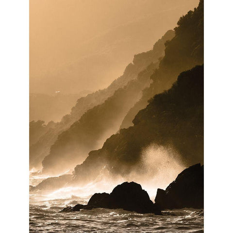 Dramatic Seascape Black Modern Wood Framed Art Print with Double Matting by Anonymous