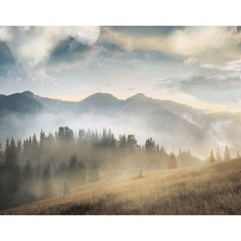 Amazing Mountain Landscape II. Gold Ornate Wood Framed Art Print with Double Matting by Anonymous