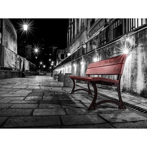 Night Bench White Modern Wood Framed Art Print by Outchill, L.