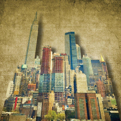 Vintage Skyline White Modern Wood Framed Art Print by Bagozzi,  R.