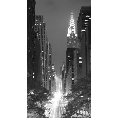 Looking Across 42nd Street, NYC White Modern Wood Framed Art Print by Anonymous