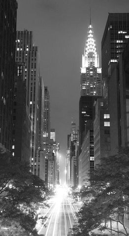 Looking Across 42nd Street, NYC White Modern Wood Framed Art Print with Double Matting by Anonymous