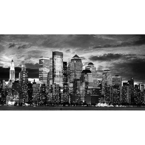 Manhattan Night Light I White Modern Wood Framed Art Print by Anonymous