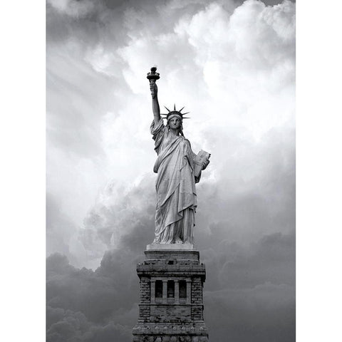 Majestic Lady Liberty Black Modern Wood Framed Art Print with Double Matting by Anonymous