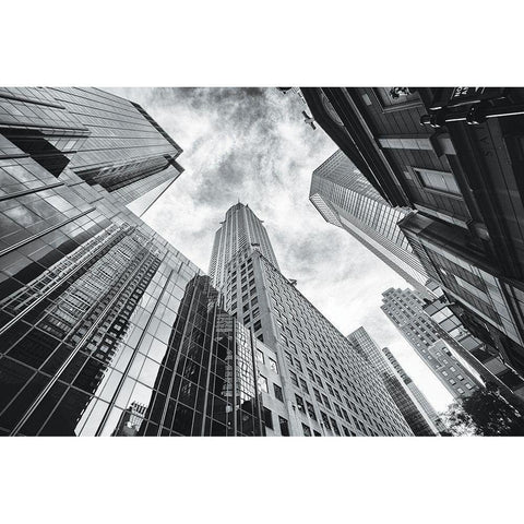 Skyscrapers White Modern Wood Framed Art Print by Graciet, Stephane