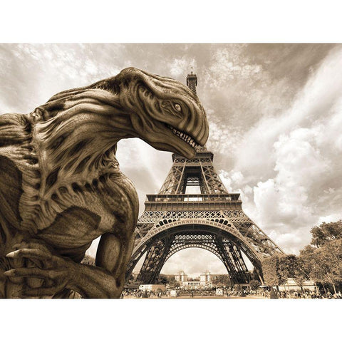 An Alien in Paris White Modern Wood Framed Art Print by Bucklin