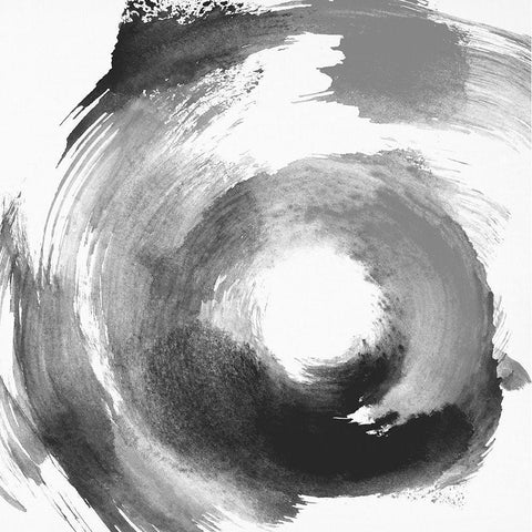 Circular Abstract I. Black Modern Wood Framed Art Print with Double Matting by Anonymous