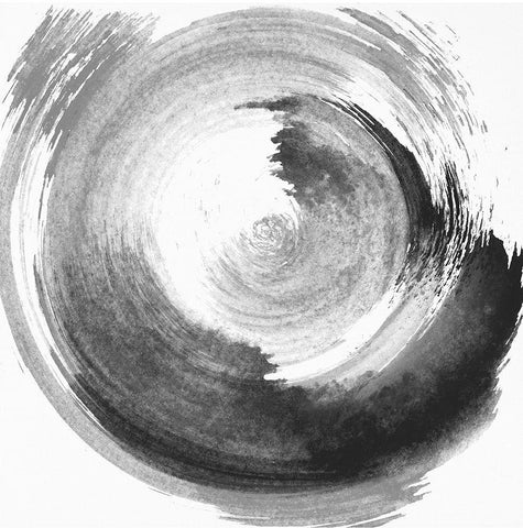 Circular Abstract II. Black Ornate Wood Framed Art Print with Double Matting by Anonymous