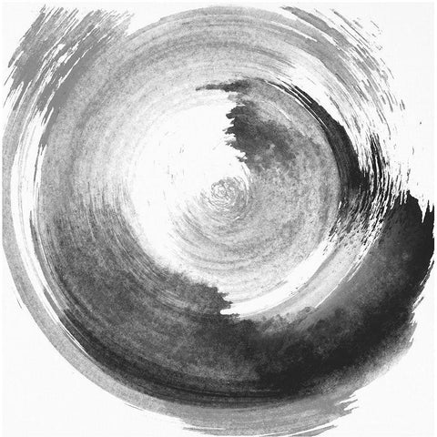 Circular Abstract II. Black Modern Wood Framed Art Print with Double Matting by Anonymous