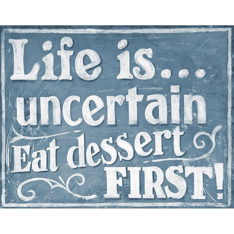 Eat Dessert First White Modern Wood Framed Art Print by Larson, J.