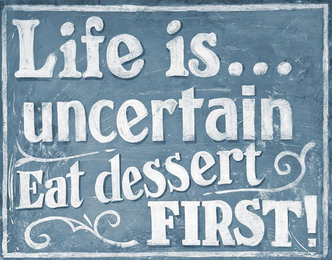 Eat Dessert First Black Ornate Wood Framed Art Print with Double Matting by Larson, J.