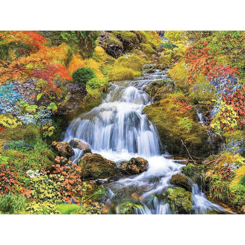 Country Stream In Bloom Black Modern Wood Framed Art Print by Anonymous