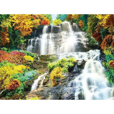 Majestic Falls White Modern Wood Framed Art Print by Anonymous