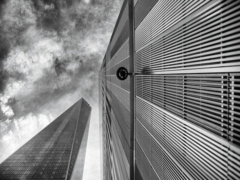 Perspective on Freedom Tower Black Ornate Wood Framed Art Print with Double Matting by Graciet, Stephane