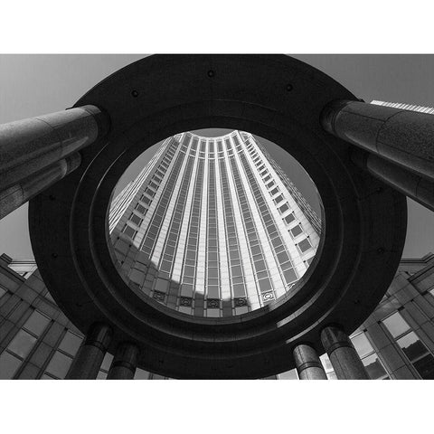 Circular Perspective Black Modern Wood Framed Art Print with Double Matting by Graciet, Stephane