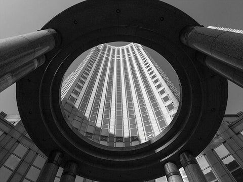 Circular Perspective Black Ornate Wood Framed Art Print with Double Matting by Graciet, Stephane