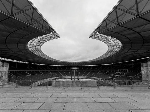 Stadium White Modern Wood Framed Art Print with Double Matting by Graciet, Stephane