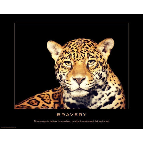 Bravery Black Modern Wood Framed Art Print by Anonymous