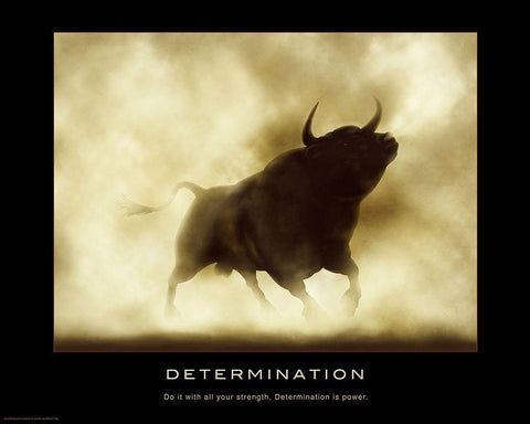 Determination Black Ornate Wood Framed Art Print with Double Matting by Anonymous