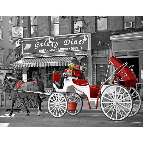 Ninth Avenue Carriage White Modern Wood Framed Art Print by Maloratsky, Igor