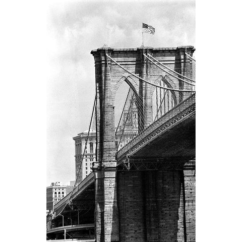 Brooklyn Bridge Perspective White Modern Wood Framed Art Print by Maier, Phil