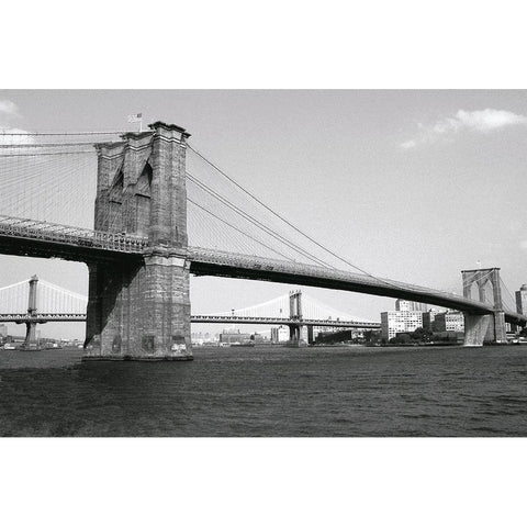 Brooklyn Bridge and Manhattan Bridge,day White Modern Wood Framed Art Print by Maier, Phil