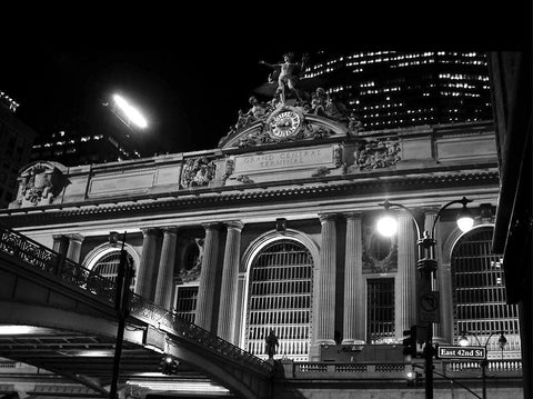 Grand Central Station at Night Black Ornate Wood Framed Art Print with Double Matting by Maier, Phil
