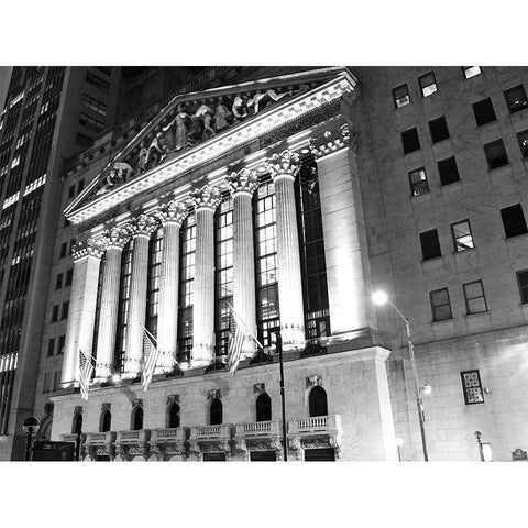 New York Stock Exchange at Night  Black Modern Wood Framed Art Print with Double Matting by Maier, Phil
