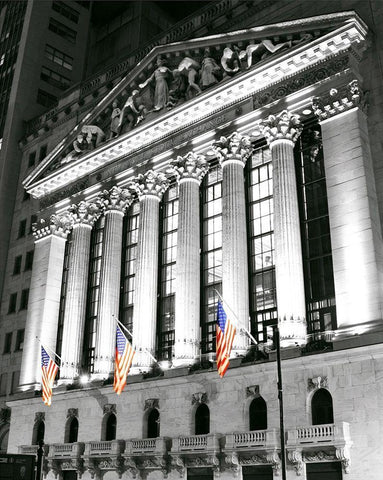 New York Stock Exchange at Night (sm) Black Ornate Wood Framed Art Print with Double Matting by Maier, Phil