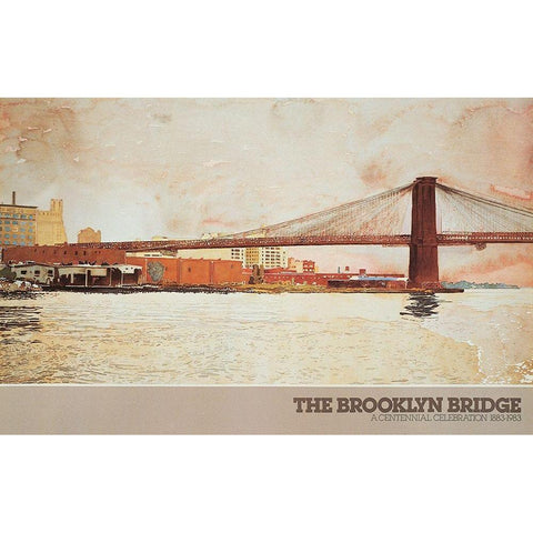 Brooklyn Bridge I Black Modern Wood Framed Art Print by Unknown